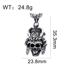 Dimensions and weight of the antique silver samurai skull pendant in stainless steel
