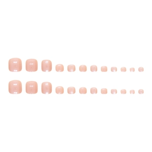 24pcs pearlescent nude pink press-on toenails with glossy jelly finish for women