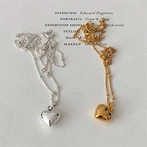 Minimalist 925 sterling silver heart pendant necklace in gold and silver finish