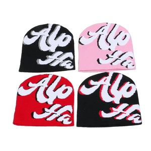 Winter beanie hat with Alpha jacquard lettering available in four stylish color combinations