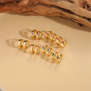 Vintage Minimalist Copper Cross Hoop Earrings For Women Retro Enamel Drip Oil Geometric Design Jewelry Accessory Gift
