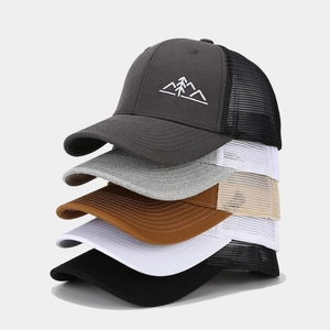 Mountain Embroidery Trucker Hat Cotton Mesh Breathable Outdoor Hiking Baseball Cap For Men Women Adjustable Sunshade