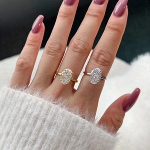 Minimalist S925 sterling silver oval-cut gemstone rings in gold and silver finishes