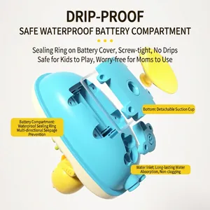 Waterproof electric duck bath toy base with suction cups and sealed battery compartment
