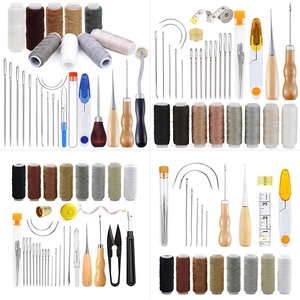 Professional Leather Sewing Tool Kit Stainless Steel Needles Multicolor Thread For DIY Handmade Canvas Leather Repair