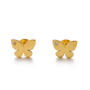 Orecchini A Lobo Farfalla Acciaio Al Titanio Placcato Oro Zircone Gioielli Minimalisti Chic Per Donna