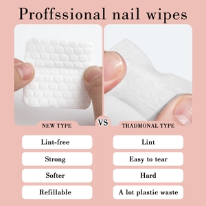 Lint-free white nail wipes with honeycomb texture for professional gel polish removal