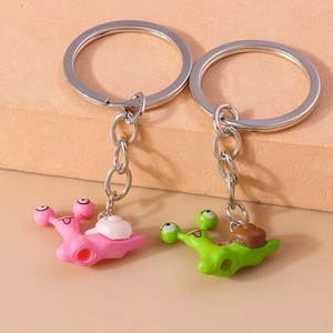 Cute Cartoon Snail Resin Keychain Funny Animal Backpack Pendant Fashion Snail Bag Decor Key Ring For Kids Friends Gift