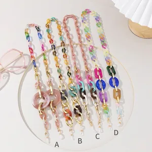 Catenine per occhiali in acrilico colorato con quattro motivi boho e chiusure metalliche