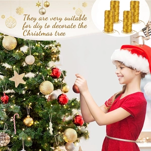 Golden 1.5mm metallic cord set for Christmas tree decoration and DIY gift wrapping