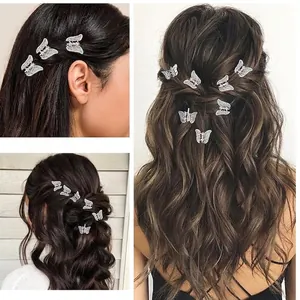 Mini laser butterfly hair clips with iridescent finish and exquisite butterfly design