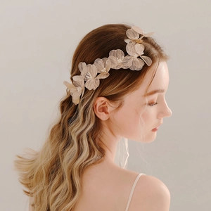 Handmade Bridal Flower Hair Band With Artificial Pearl Crystal Copper Wire Gold Silver Wedding Headpiece For Women Jewelry Accessories