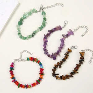 Natural crystal stone bracelets set with lobster clasp and adjustable silver chain