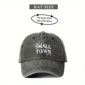 Detailed size chart for vintage washed baseball cap with adjustable head circumference