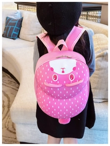 Pink cartoon rabbit backpack for toddlers featuring lightweight fabric and 3D ears detail
