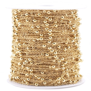 Stainless Steel Satellite Chain 18K Gold Plated Beaded Cable Chain DIY Jewelry Making Supplies For Necklace Bracelet Crafting