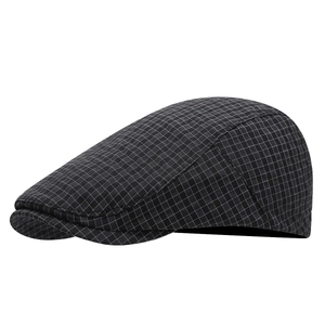 British vintage grey plaid ivy cap for men and women with breathable fabric side view