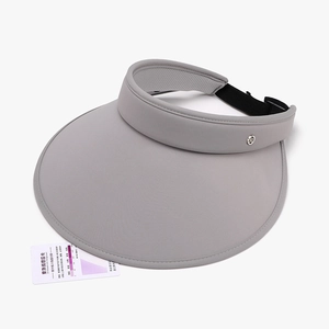Foldable grey sun visor with wide brim and UV protection sensor card for outdoor cycling