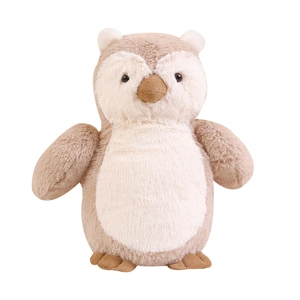 Adorable plush owl doll in beige and light brown fluffy material for kids