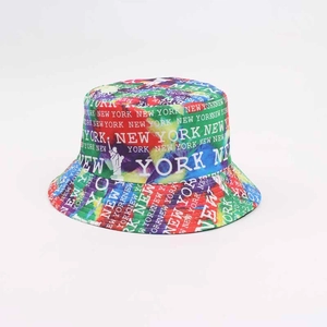 Reversible bucket hat with New York theme and colorful tie-dye patterns for women