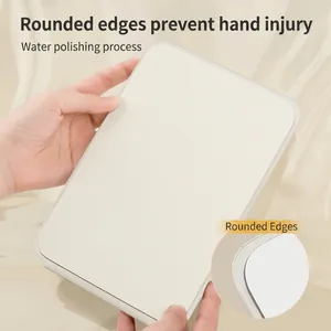 Portable folding makeup mirror with matte white frame and rounded polished edges