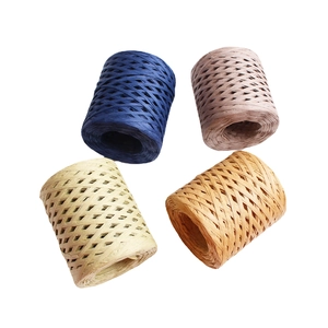 Colorful raffia paper ribbon rolls for DIY crafts gift wrapping and bouquet decor