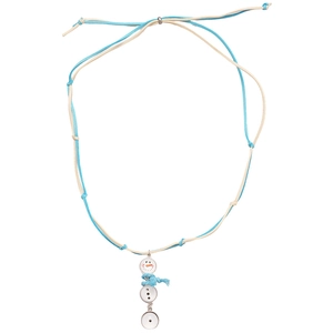 Collier bonhomme de neige mignon avec cordon tressé bleu et petit détail d'écharpe