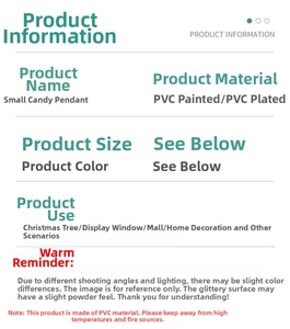 Detailed specifications of 18cm candy Christmas ornaments made of painted and plated PVC material