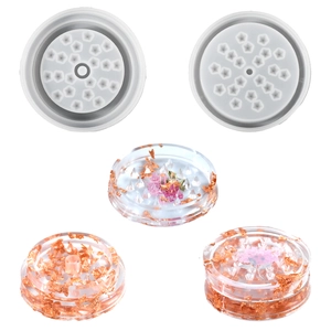 Stampo in silicone per grinder in resina con foglia oro e fiori secchi decorati