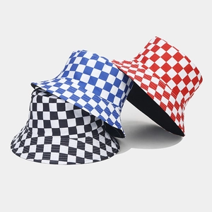 Reversible checkered bucket hat for men and women in various colors for sun protection