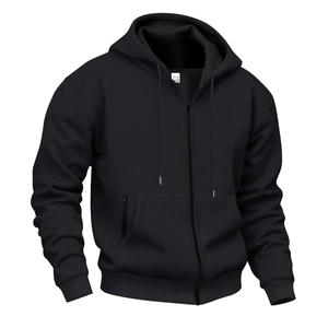 Detailed macro view of the inner neck label showing size M on black zip-up hoodie