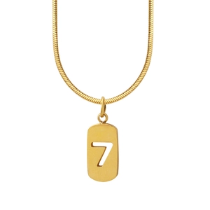 Schicke 18K vergoldete Schlangenkette mit Lucky 7 hohlem rechteckigem Anhänger