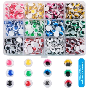 Detail of 480pcs 10mm colorful DIY googly eyes set in a clear plastic storage box