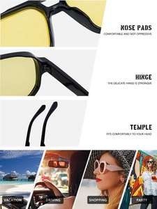 Détails des charnières renforcées et des branches ergonomiques sur lunettes de soleil rétro