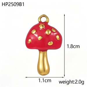 DIY Pilzanhänger in Rot und Gold mit den Maßen 1,8 cm x 1,1 cm für Modeschmuck