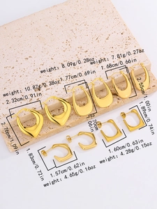 Detailed dimensions and weight of various 18K gold plated stainless steel earrings