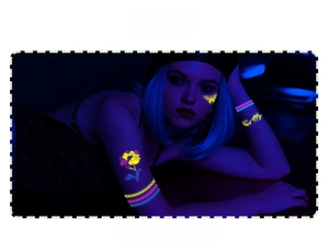 Glow in the dark neon flower and butterfly waterproof tattoo stickers for music festivals