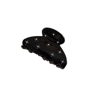 Pince à cheveux élégante en acétate noir avec strass scintillants motif étoilé