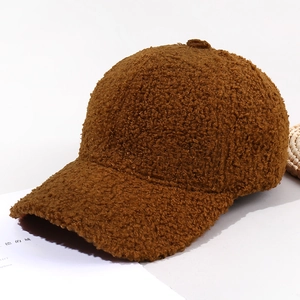 Solid Color Lamb Velvet Baseball Cap For Women Men Winter Warm Thick Plush Teddy Fleece Adjustable Outdoor Fashion Hat