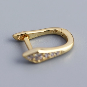 French style gold S925 silver U-shape hoop earrings with sparkling colorful zircon stones