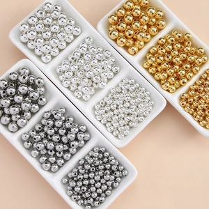 DIY round acrylic spacer beads in gold and silver finish for jewelry making