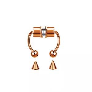 Rose gold magnetic fake nose ring with interchangeable ball and cone studs set