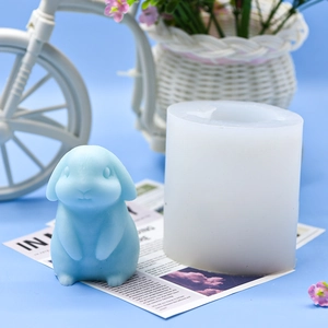 DIY rabbit silicone mold for handmade aromatherapy candles and cute plaster cake decor