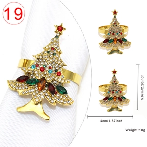 Christmas tree napkin ring with colorful rhinestones showing dimensions 4cm by 5.6cm