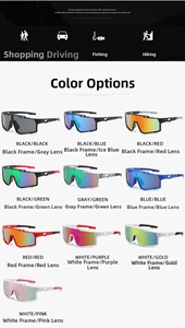 Multiple color options for sports cycling sunglasses with large polarized shield lenses