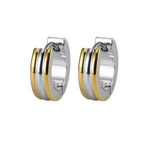 Zweifarbige Edelstahl-Ohrringe in Gold und Silber mit poliertem Metall-Finish für Damen
