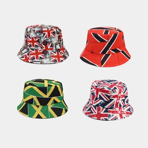 Reversible Bucket Hat Polyester British Flag Print Sun Protection Outdoor Casual Streetwear For Men Women