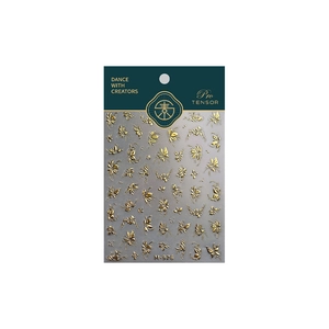 Golden embossed butterfly nail art stickers M-976 with delicate 3D texture and gold foil details
