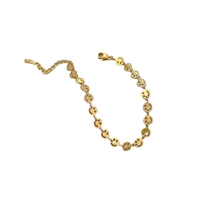 Minimalist gold titanium steel chain bracelet featuring a polished smiley face pendant