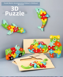 Colorful 3D wooden animal puzzles for kids featuring numbered pieces and animal shapes